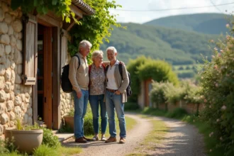 Couple français accueillant l'hôte dans un gîte rural