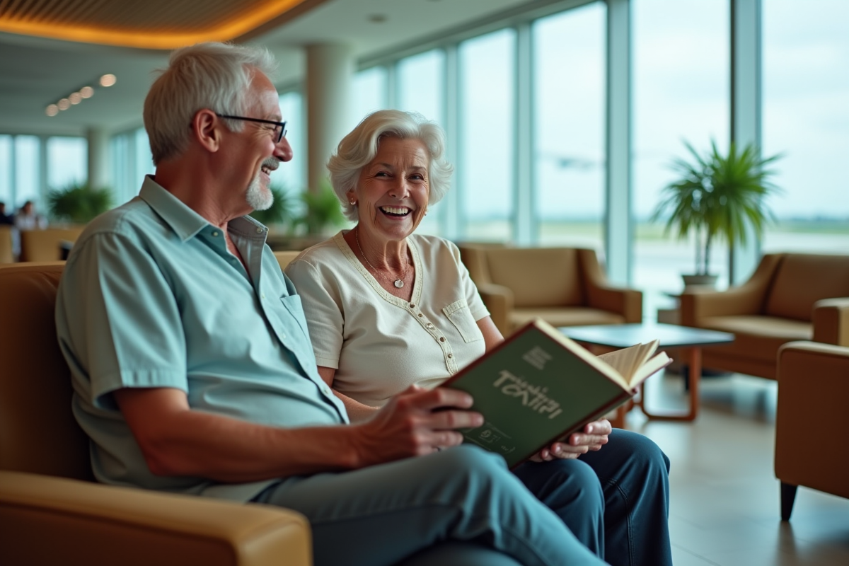 Couple souriant dans un salon d