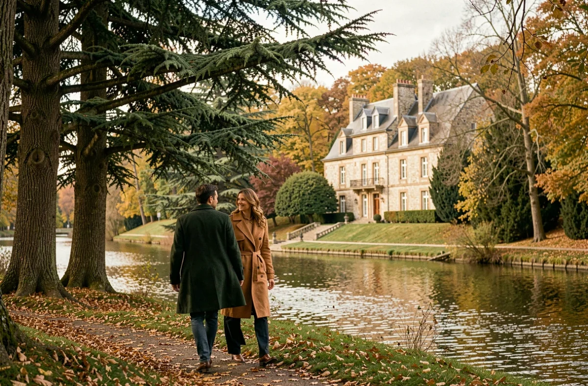 Domaine de Locguénolé à Kervignac avec son parc arboré et vue sur l'estuaire du Blavet