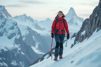 Femme en escalade sur Mont Blanc en pleine nature