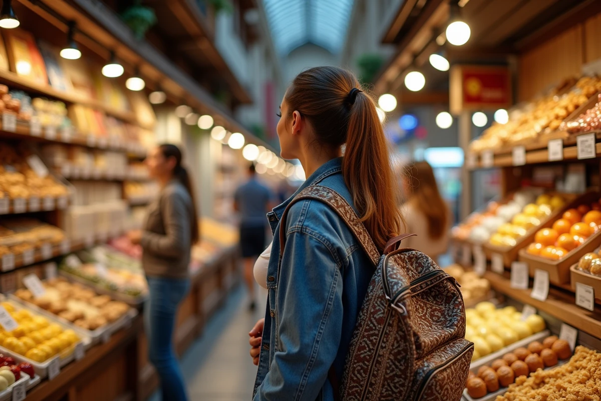 Jeune femme dans un marché espagnol à Dancharia
