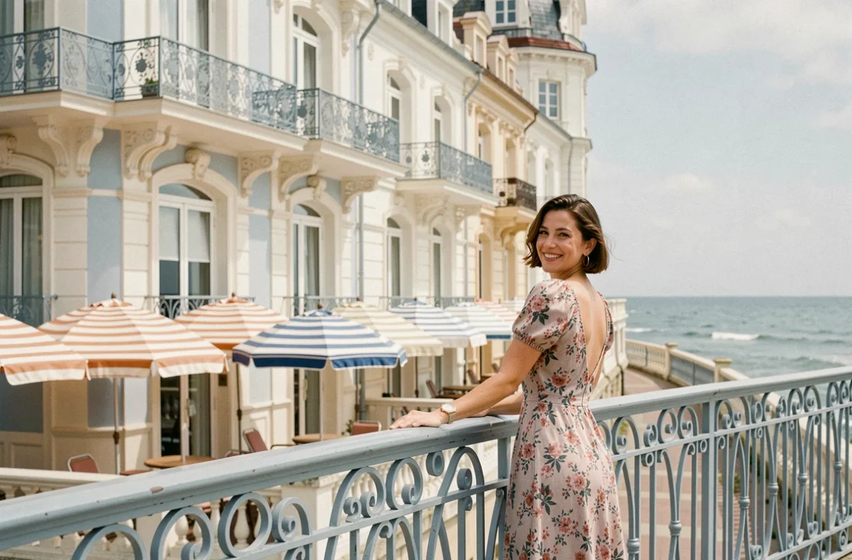 Façade Belle Époque du Grand Hôtel Dinard avec vue sur la Manche et ses balcons en fer forgé