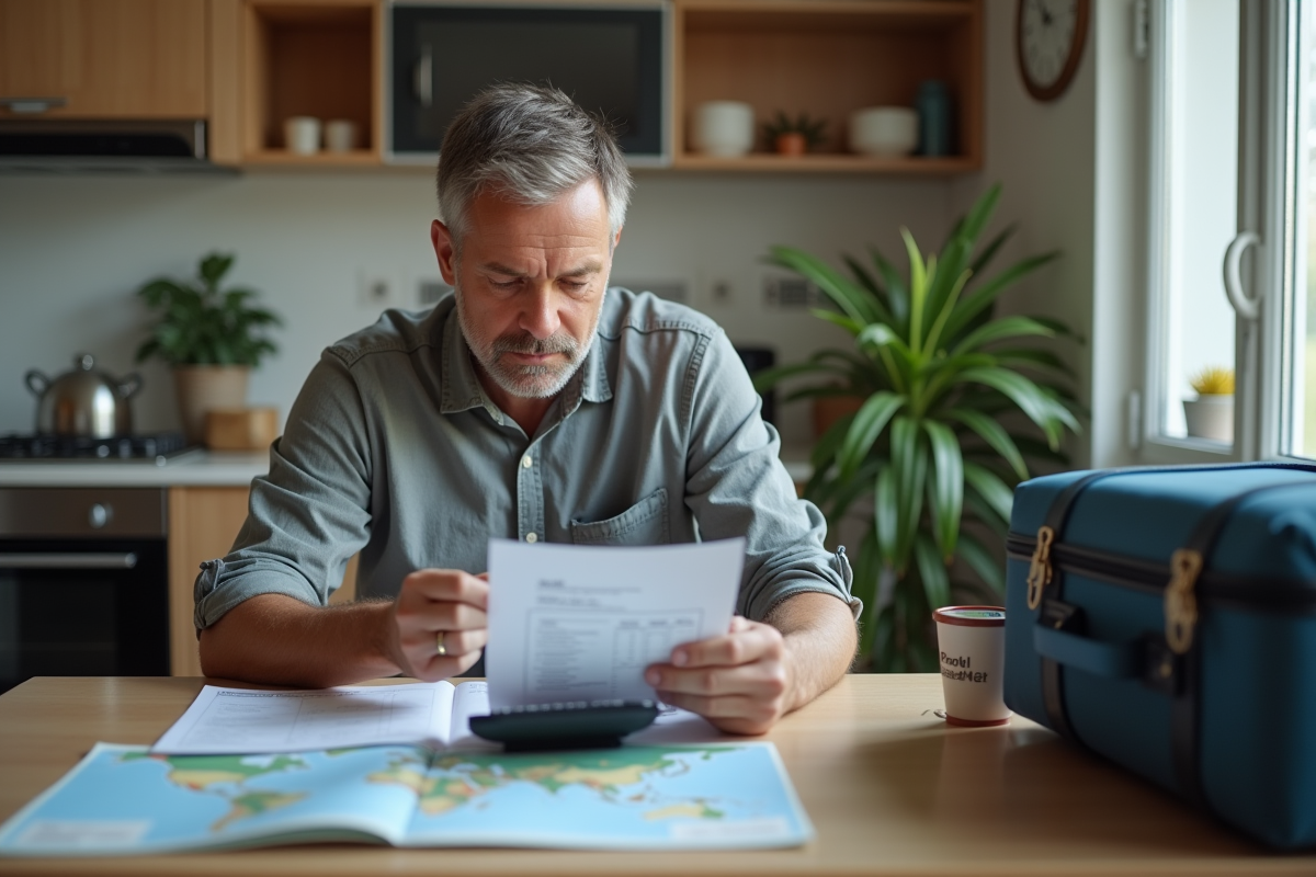 Homme vérifiant une liste de contrôle dans la cuisine