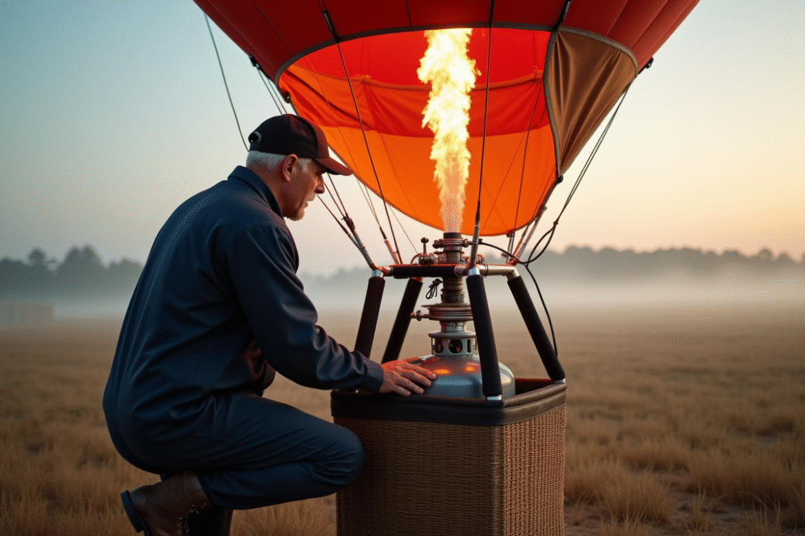 Pilote de ballon en uniforme au lever du jour