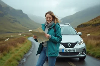 Jeune femme en randonnée dans les Highlands britanniques